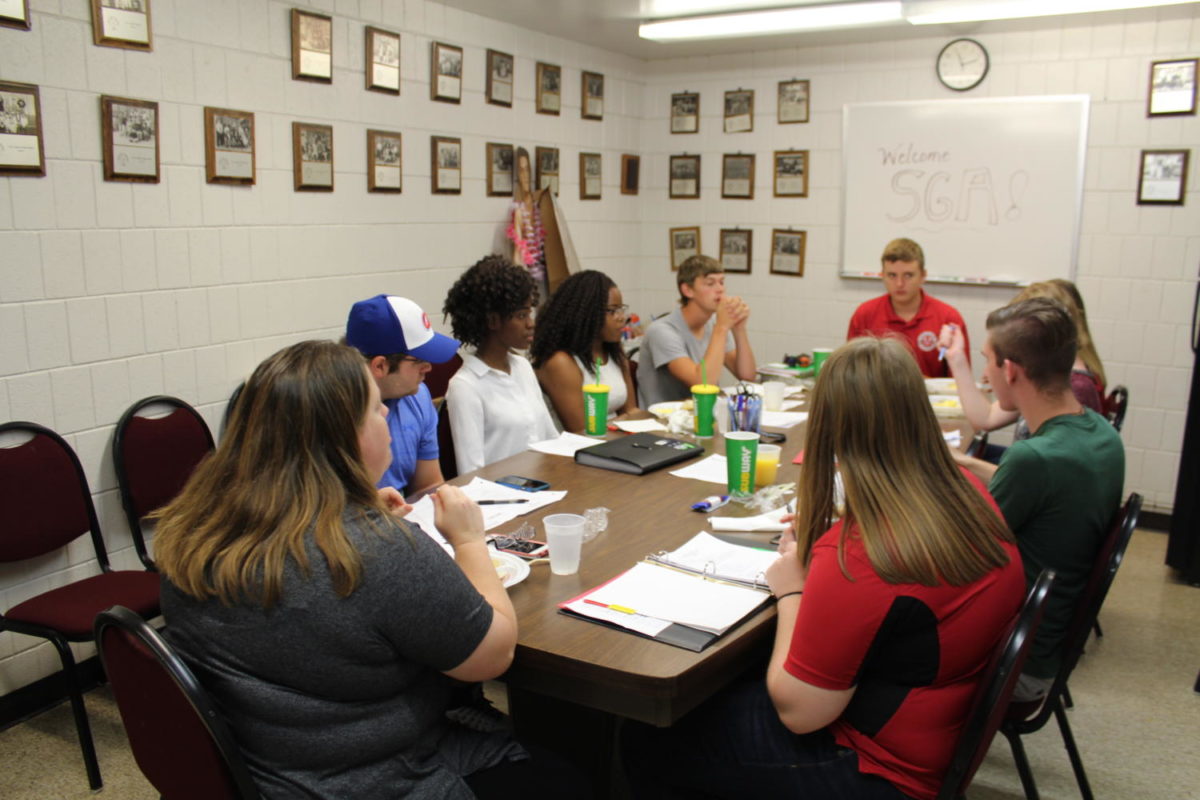 The sophomore members of student government hold a meeting on Oct. 30. Their meetings will be a little fuller now that eight freshman officers have been elected.