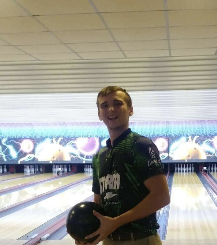 Temmen poses with a bowling ball. Photo provided by Chase Temmen