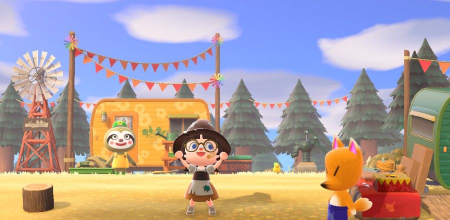HannaConda enjoys some of the wares being sold on Harv's island.
