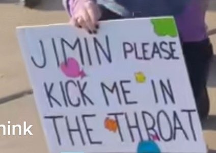 A fan-made sign from BTS's recent "Permission to Dance" live show in Los Angeles. Yes, this is actually real.