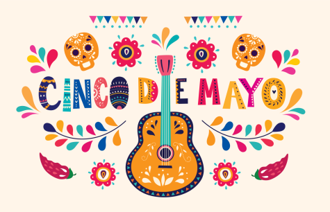 This festive image is full of popular Cinco De Mayo symbols such as sugar skulls, peppers, and a guitar. Image retrieved from Shutterstock.