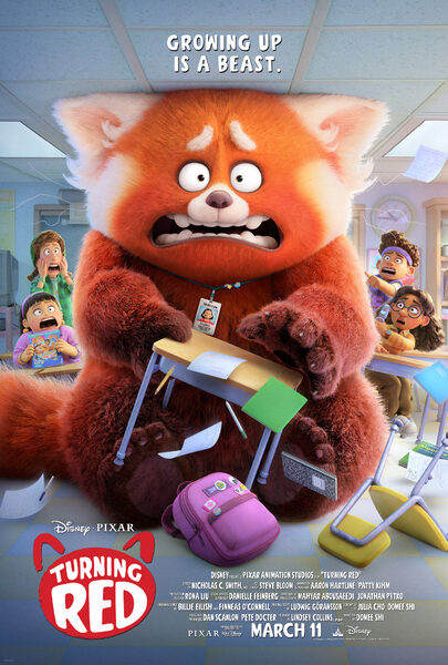 This poster for the movie shows Meilin as a red panda in her classroom full of her friends and classmates.Image retrieved from  IMDb.