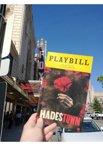 Outside the Fabulous Fox on Oct. 15, people wait in line to go into the theater for Hadestown. Photo via Bailey Farris.