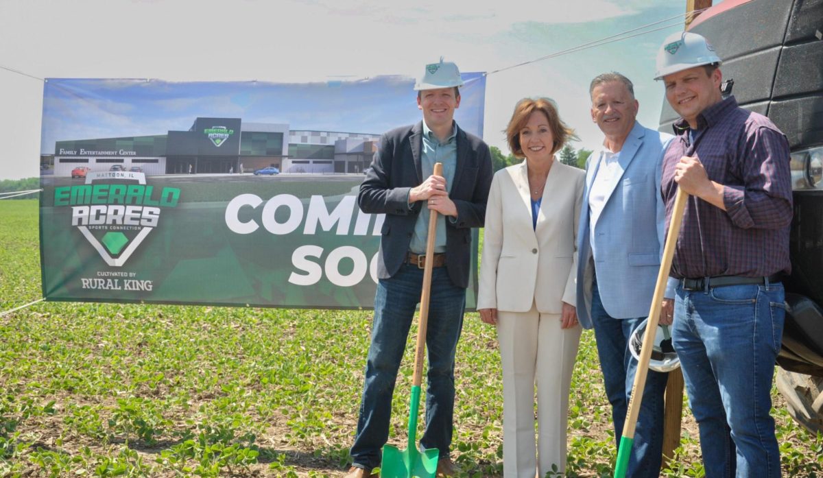 Mattoon is soon to be home to one of the biggest sport centers in the state!
(Left to right: Blake Pierce, Kim Uphoff, Rick Hall, and Brock Ashley) Photo from Sports Travel Magazine.