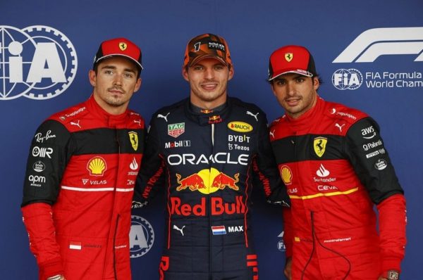 Pictured Left to Right: Charles Lecred, Max Verstappen and Carlos Sainz. Photo by AutoSport.