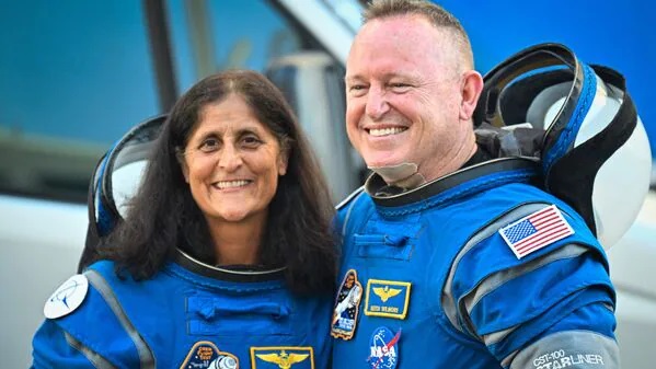 NASA astronauts Sunita Williams and Barry "Butch" Wilmore aboard the International Space Station