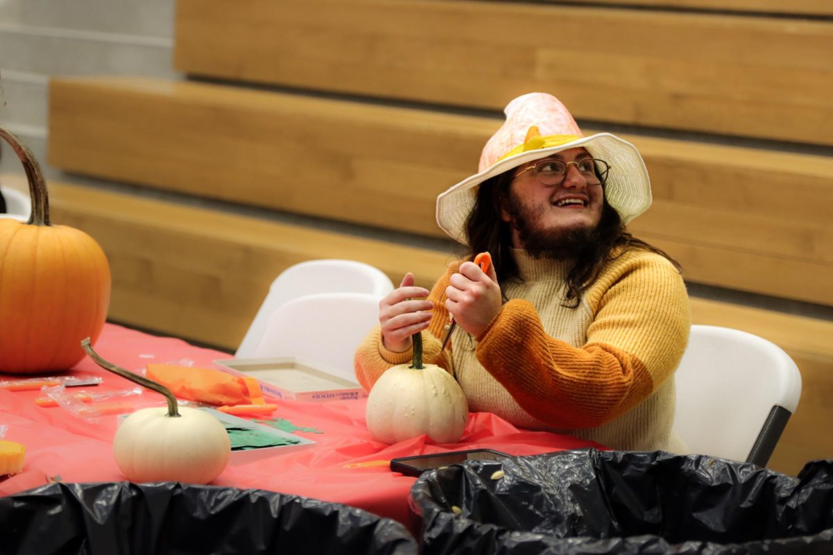 The pumpkin carving and pumpkin painting tables at the Monster Mash Event